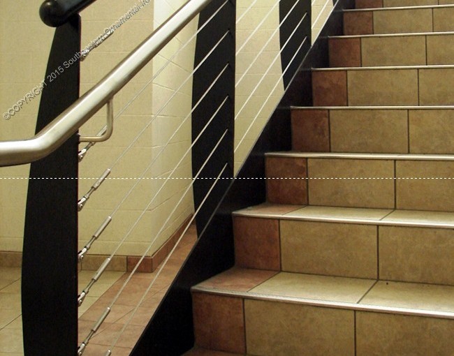 Black Stair Railing with cable railing and stainless Steel Hand Rail