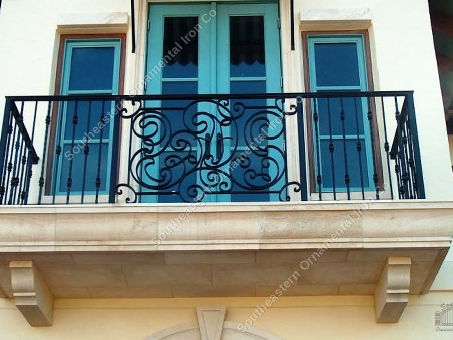 Black Aluminum Balcony Railing with SEO-TMI 44 Design by Southeastern Ornamental Iron Co (#R-78)