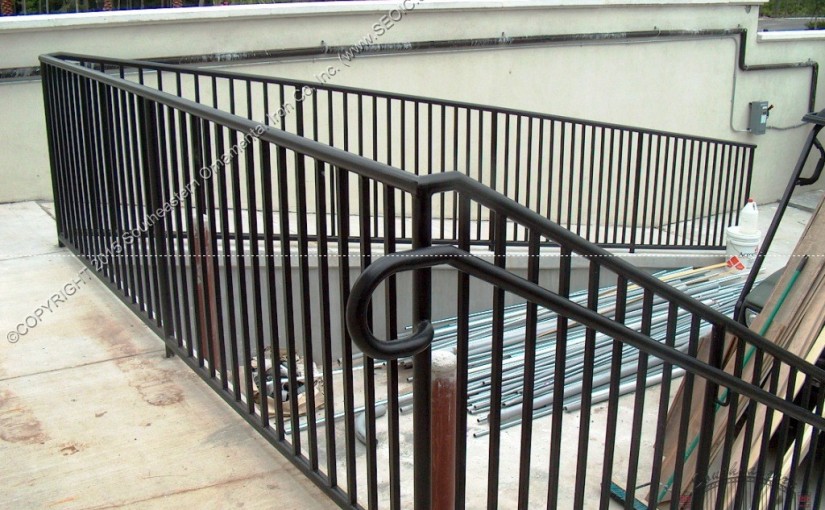Pipe Railing (#R-24) with ADA Loops and Hand Rail